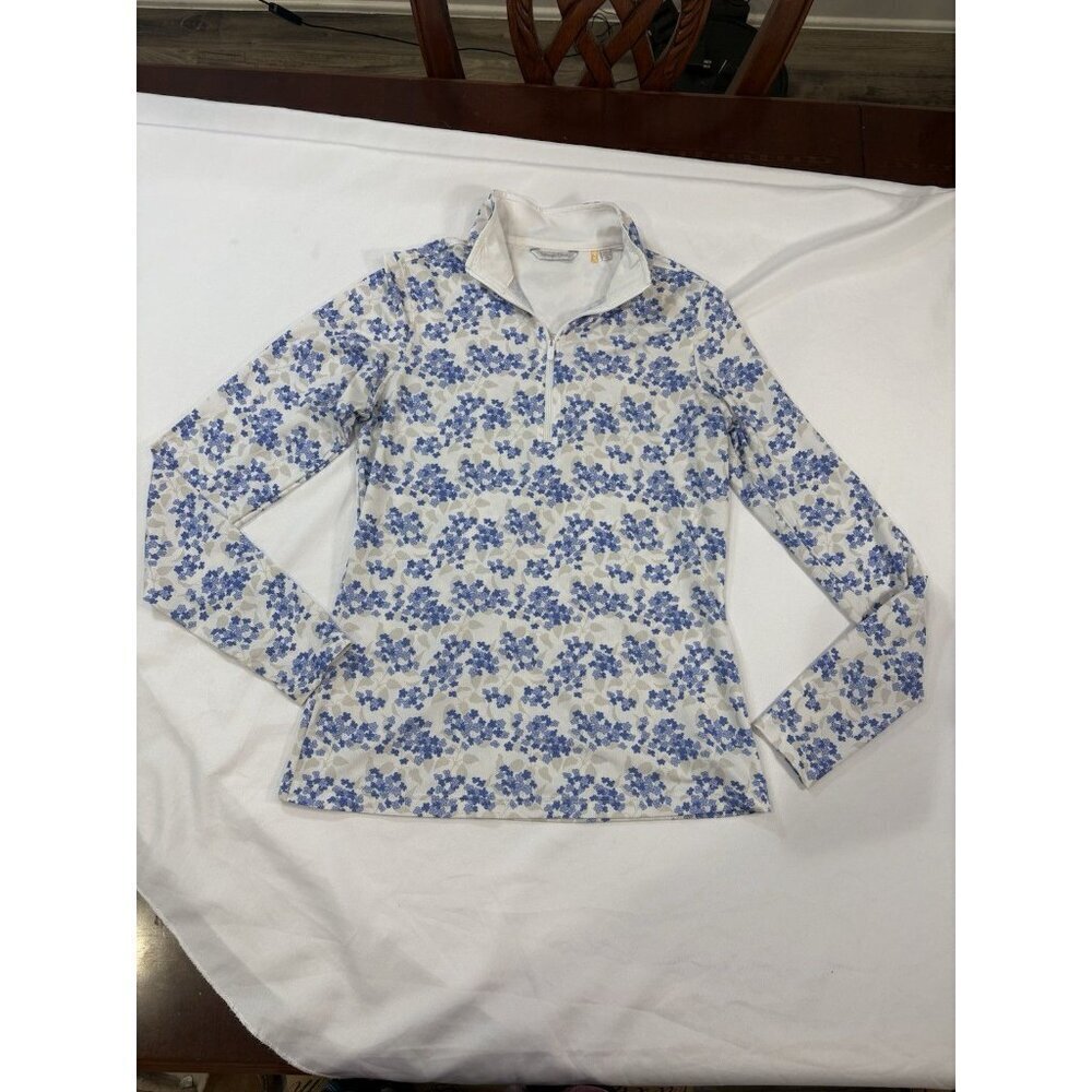 Straight Down Women Ava Quarter Zip Size XS Blue Floral - Picture 4 of 9